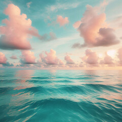 sunset over the sea, pink cloud
