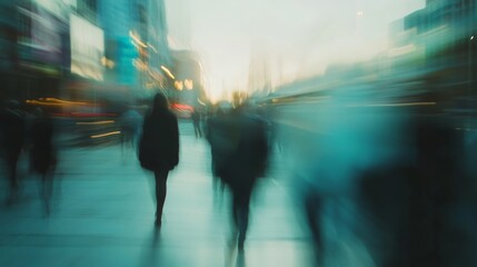 Stunning motion blur capturing the essence of morning rush hour in a busy modern city life