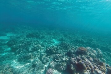 Obraz premium Colorful coral reef ecosystem thriving beneath clear ocean waters in a tropical location