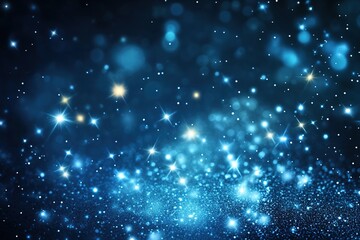 Obraz premium Sparkling blue stars scattered across a dark cosmic backdrop.