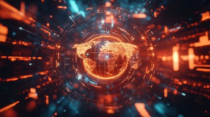 Obraz premium Global blockchain network. Generative AI