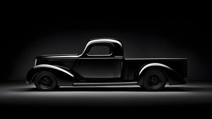 Fototapeta premium 1937 Vintage Black Pickup Truck with Streamlined Design
