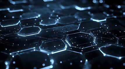 Obraz premium Abstract Hexagonal Network Glowing Blue Lines