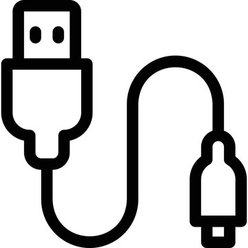 black usb cable icon clip art preview