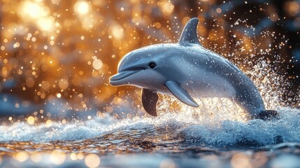 Fototapeta premium Majestic Dolphin Leaping through Tropical Ocean Waves