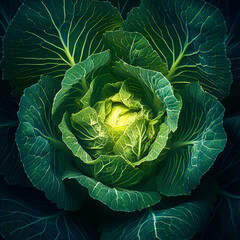 Obraz premium Vibrant cabbage garden outdoor farm nature photography lush environment close-up view organic farming concepts