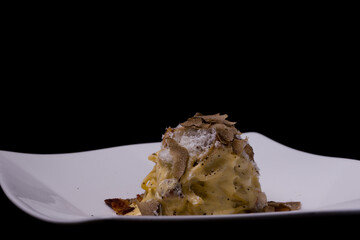 Italian pasta with truffle bacon and egges