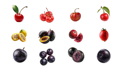 Colorful Arrangement of Various Fresh Fruits on a Bright Background