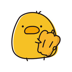 黄色いパプリカを持っているまんまるひよこ