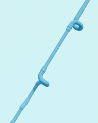 Blue pipes tubes abstract pale background bend neutral monochrome soft tones pastel 3d illustration render