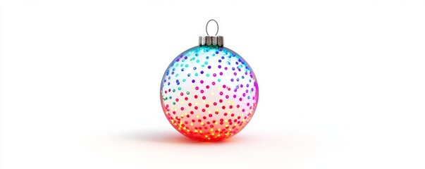 Obraz premium Ethereal Glow: Translucent Christmas Bauble with LED Lights on White Background