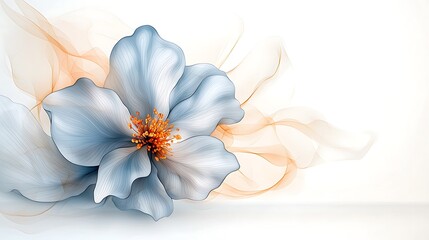 Fototapeta premium A delicate flower with intricate petals and soft colors, painted in a watercolor style, adds an elegant touch to background designs and wedding invitations.