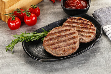 Grilled two beef burger cutlet