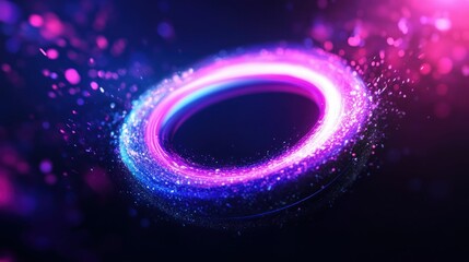 Obraz premium Glowing circular energy ring with vibrant sparks