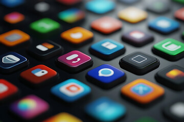 Obraz premium Vibrant App Icons: A Close-Up Look at the Colorful World of Mobile Applications