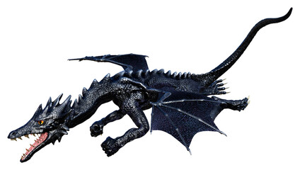 3D Rendering Fairy Tale Dragon on White