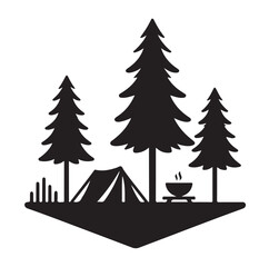 Obraz premium Camping silhouette vector illustration 