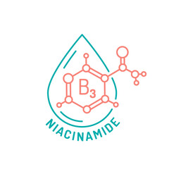 Naklejka premium Niacinamide line icon. Vitamin B3 skincare pictogram.
