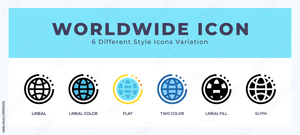 Wall mural worldwide set of vector icon. for web. and mobile app