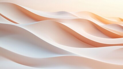 Obraz premium 3D illustration of Abstract wavy layers in soft peach tones create a tranquil and modern design element.