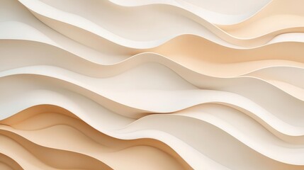Obraz premium 3D illustration of Textured wave pattern in soft beige tones, ideal for background or design projects.