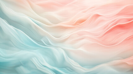 Obraz premium Abstract soft pastel waves resembling flowing fabric, creating a tranquil and elegant aesthetic.