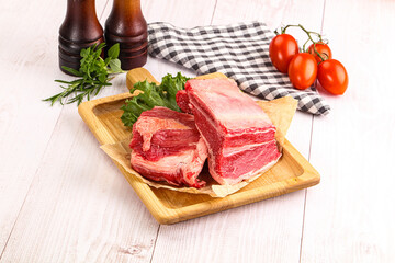 Raw beef rib for cooking
