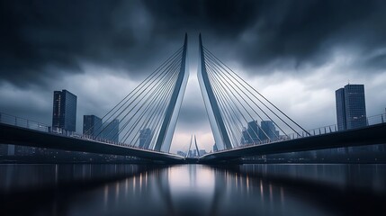 Fototapeta premium Majestic Erasmus Bridge under a Dramatic Sky