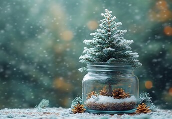 A Small Tree Displayed in a Glass Jar