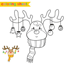 Winter Coloring page for adults and kids. Coloring worksheet page. Educational printable coloring worksheet. 