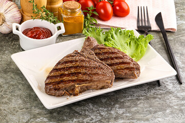 Delicus grilled beef steak with sauce