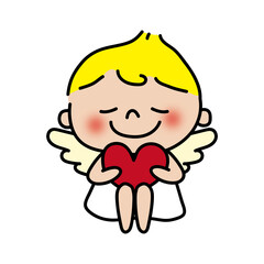 ハートを抱いている天使