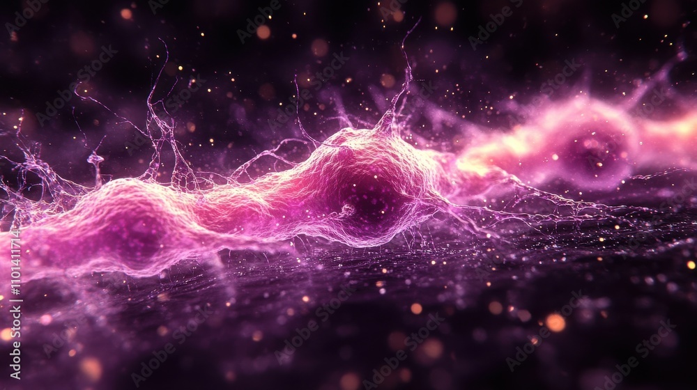Wall mural a purple and yellow blob of something that looks like a cell. generative ai
