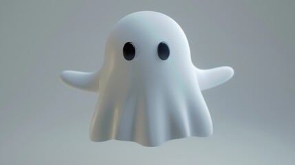 Animated white ghost with empty black eyes, representing a flying spirit theme