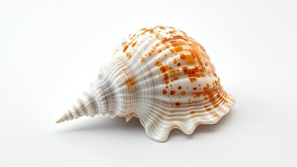 Obraz premium Isolated seashell, drone shot, white backdrop.