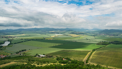 Obraz premium View of the Czech Central Highlands from Hazmburk Castle.