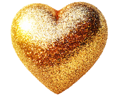a gold heart with a white background