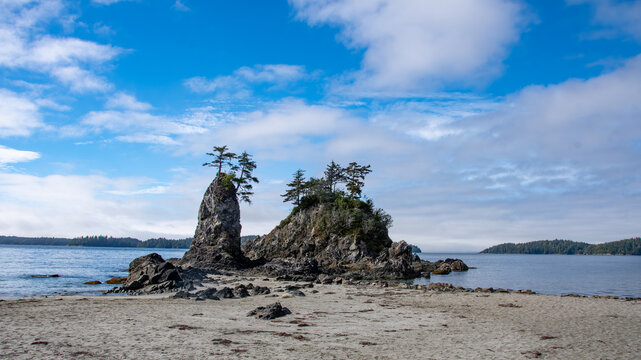 Rock formations on Brady Beach, Vancouver Island, Vancouver, British Columbia, Canada