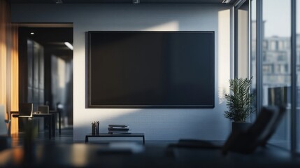 Fototapeta premium Modern Office Interior with Blank Mockup Screen