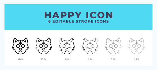 Happy cat line icon. Vector icon symbol. Logo illustration. Editable line icon.