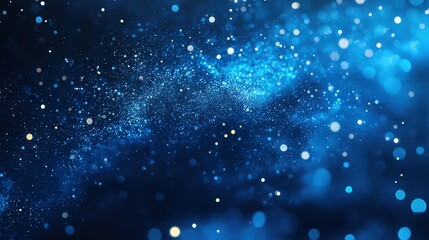 Abstract blue sparkling particles resembling night sky