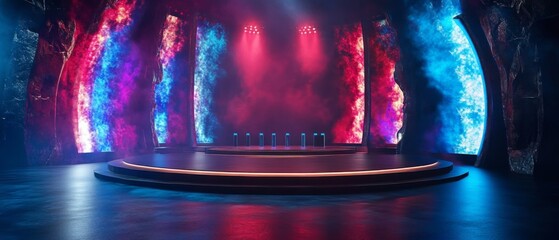Game Show Set Design Elaborate Set with Podiums, Buzzers, Audience Participation for Contestants