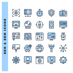 25 SEO And SAM Two Color icon pack. vector illustration.