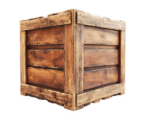 a wooden box with a white background