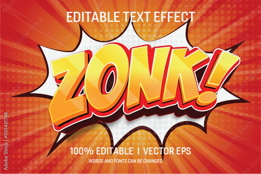 Wall mural zonk vector 3d text effect with modern style design