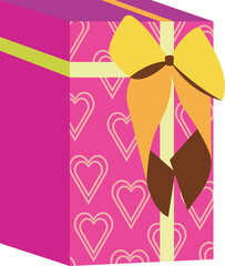 Fototapeta premium Colorful Gift Box Illustration with Hearts and Bow