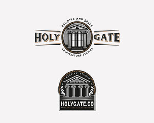 Obraz premium Vintage classic Antique gate arhitecture studio logo for business company