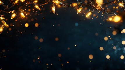 Obraz premium Warm Festive Lights Gleam Against Dark Background