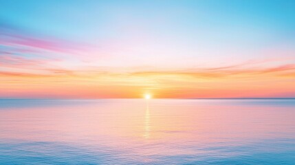 Fototapeta premium A serene sunset over calm waters, creating a beautiful gradient of colors in the sky, reflecting peace and tranquility.