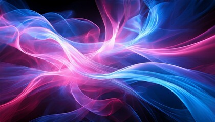 Fototapeta premium Abstract swirls of pink and blue light create a dreamy, ethereal image.